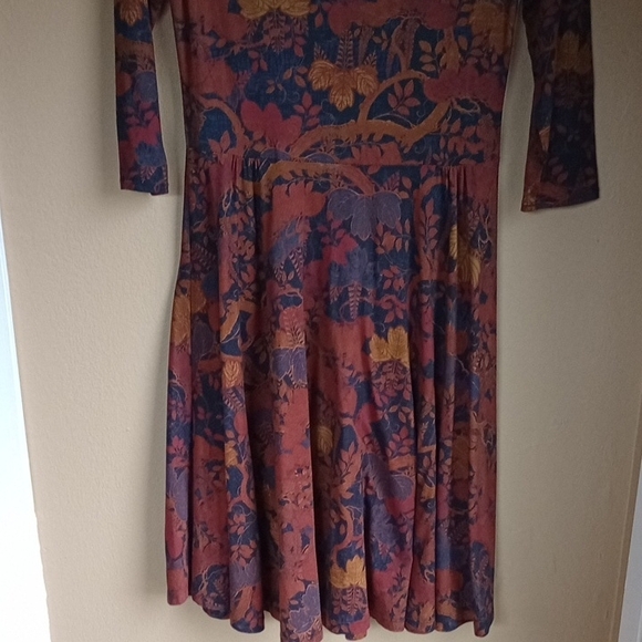 Peruvian Connection Rust and Navy Long Sleeve Dress Size XS - Picture 5 of 9